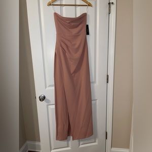 Brand new, strapless, floor length, mauve dress from Lulus